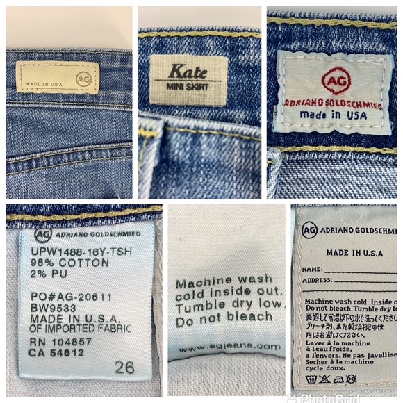 Ag Adriano Goldschmied Kate Mini Skirt in 16 Years Thrasher Blue Denim, 26 - Picture 16 of 16